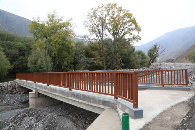 7月7日，國網(wǎng)黃化供電公司員工、青海省黃南藏族自治州尖扎縣昂拉鄉(xiāng)尖巴昂村駐村書記李玉棟在村里的種植園內(nèi)查看樹苗長勢。（王星宇攝）