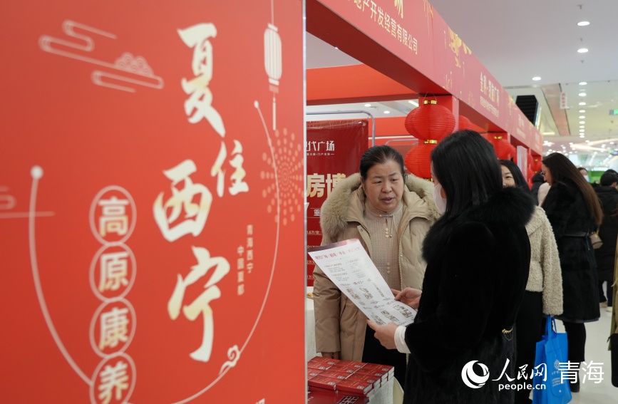 置業(yè)顧問(wèn)向購(gòu)房群眾介紹戶型。人民網(wǎng)記者 甘海瓊攝