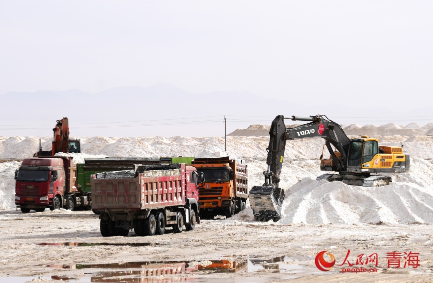 鉀鹽裝車。人民網(wǎng)記者 甘海瓊攝