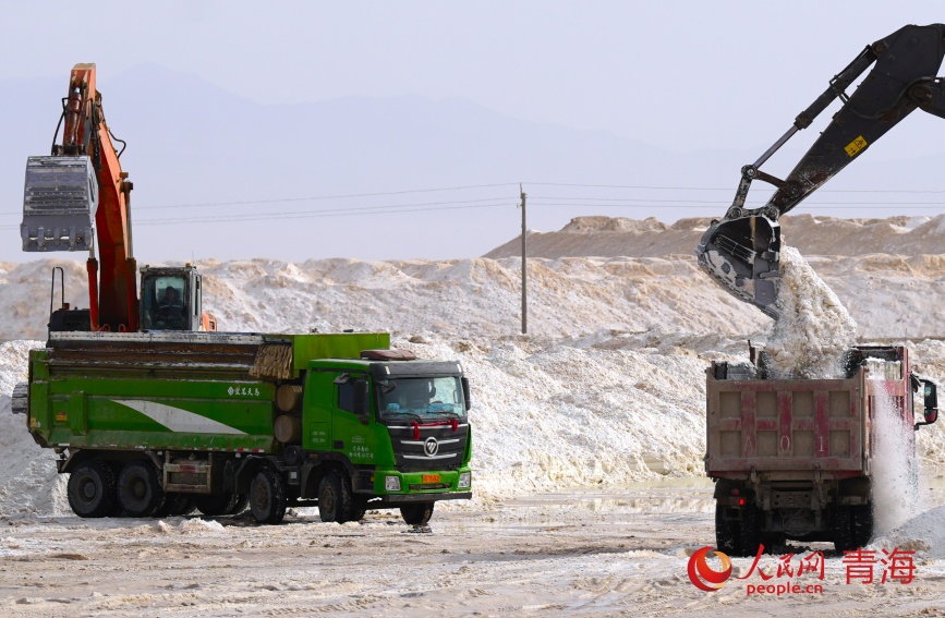 鉀鹽裝車。人民網(wǎng)記者 甘海瓊攝