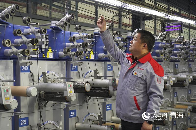 中復(fù)神鷹碳纖維西寧有限公司碳纖維生產(chǎn)線。 人民網(wǎng)記者 張莉萍攝