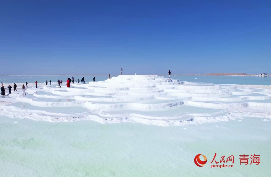 察爾汗鹽湖的大鹽花。人民網(wǎng)記者 甘海瓊攝