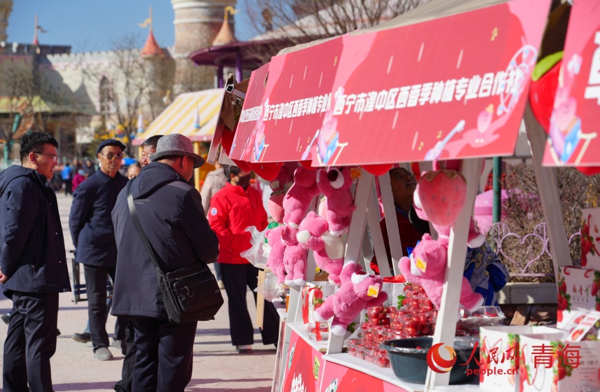 草莓主題市集。人民網(wǎng)記者 甘海瓊攝